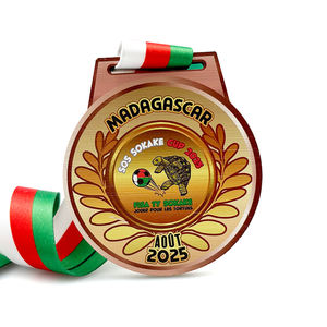 Medalla y Trofeo de Madera para Souvenir, Medalla Deportiva con Logotipo Fundido, Insignia con Cinta, Impresión UV, Portátil - Product Image 4