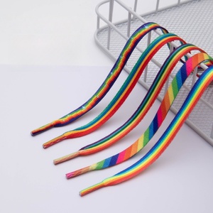 Lacets plats dégradés arc-en-ciel vibrants, lacets en Polyester colorés à six couleurs assorties de 8mm pour hommes et femmes, baskets, chaussures décontractées - Product Image 2