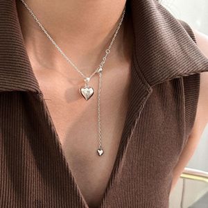 Collier en argent sterling S925 avec pendentif en forme de cœur, chaîne pour pull, bijou pour femme, accessoire de mode en argent 925 - Product Image 4