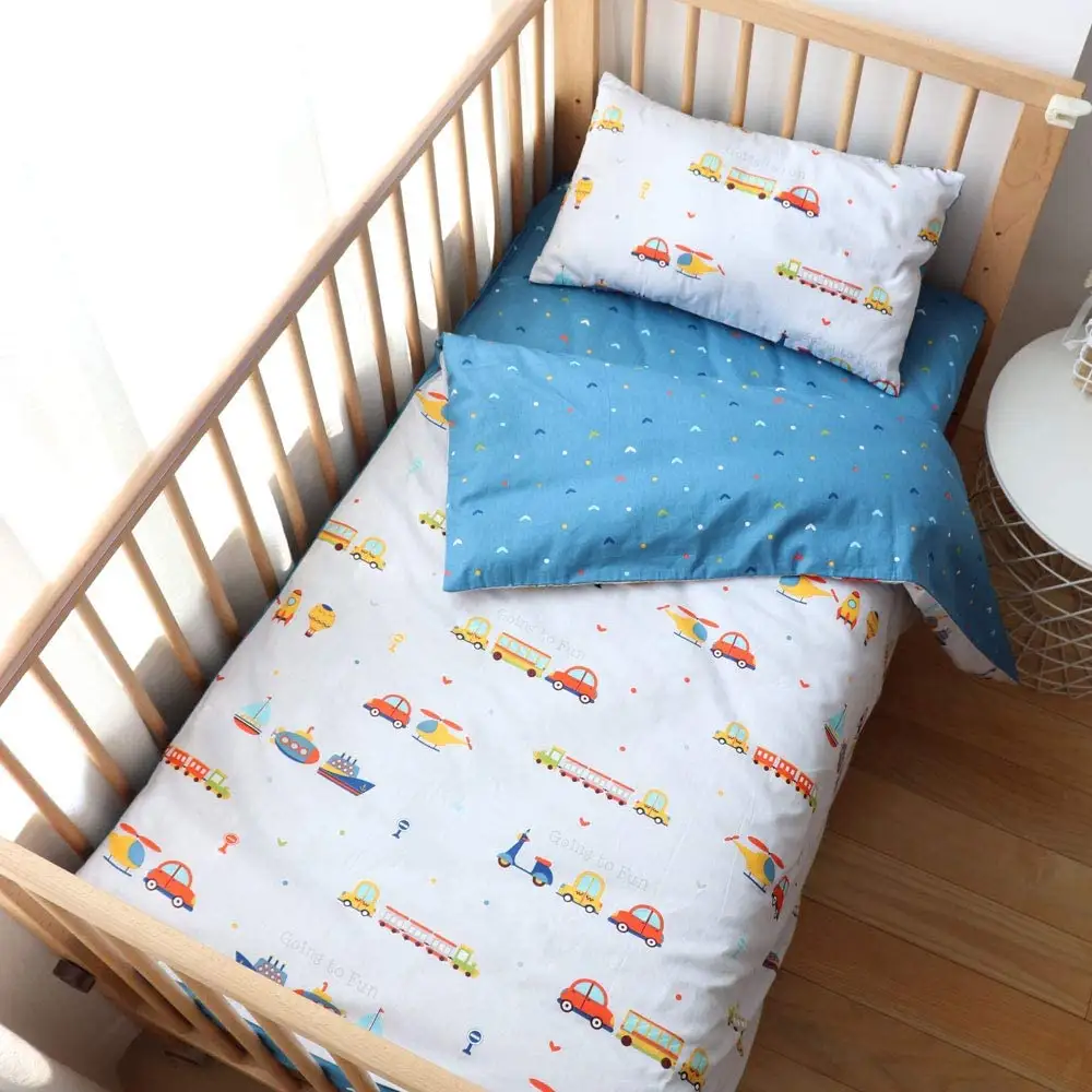 Set Perlengkapan Tempat Tidur Bayi Katun Anyam 100% 3 Buah untuk Bayi Laki-laki dan Perempuan