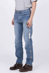 Celana <span class=keywords><strong>Jeans</strong></span> Denim pria Pudar celana Jin berlian imitasi kancing <span class=keywords><strong>Jeans</strong></span> Pria pakaian jalanan kustom batu permata bertatahkan <span class=keywords><strong>Jeans</strong></span> biru pria - Product Image 2