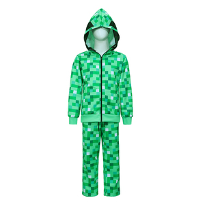 My World Zipper-Up <strong>Hoodie</strong> Knitted Fabric Silk Screen Digital Mosaic Pattern Anti-Pilling Anti-Wrinkle Jacket and Pants - Product Image 3