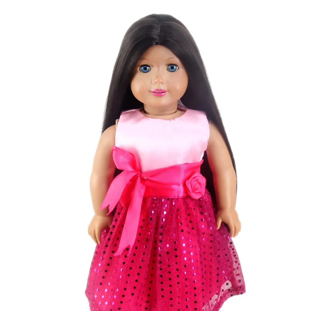 Perruque de poupée, perruques japonaises longues et lisses noires, 18 pouces, à prix d'usine