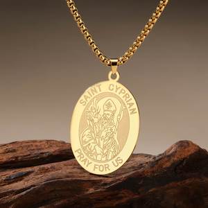 Collar con Medalla de San Cipriano Myshape, Poderosas Oraciones y Encantamientos, Amuleto Católico de San Miguel, Joyería de Acero Inoxidable - Product Image 2