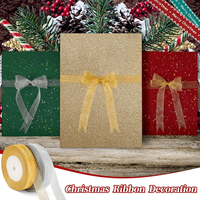 Rubans de Noël en organza, ruban de 3/4 pouce de large pour la décoration de cadeaux de fêtes, argent et or