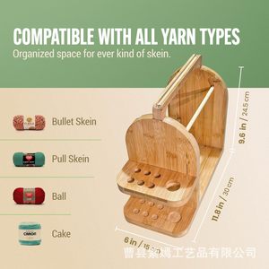 Wooden Crochet Yarn Rack With Phone Holder And Storage <b>Shelf</b> For Needlework <b>Desktop</b> Use - Product Image 3