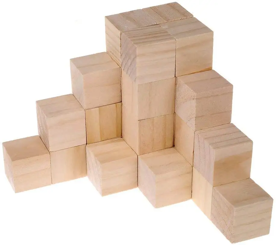 40pcs 1.5 inch Natural Solid Wood Square Blocks Wood Cubes Wood Cube Blocks for Puzzle Making, Crafts, and DIY Projects