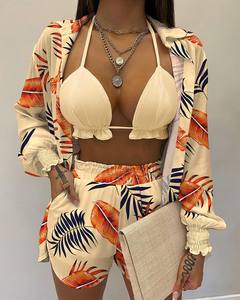 Chemise à manches lanterne et ensembles de shorts de conception de poche avec ourlet à volants haut court short et haut pour <span class=keywords><strong>femme</strong></span> tenues sexy pour costume de <span class=keywords><strong>femme</strong></span> - Product Image 5