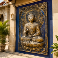 Sculpture en relief de Bouddha en bronze, artisanat métallique, art religieux mural, décoration de temple et d'hôtel, fabrication artisanale, sur mesure, directement de l'usine