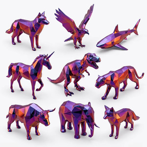 Escultura de Resina de <span class=keywords><strong>Dinosaurio</strong></span> y Ciervo con Degradado Geométrico Electrochapado Personalizado, Estatua de Animal Grande para Exhibición de Arte, Decoración de Hotel, Artesanía - Product Image 1