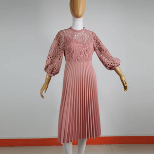 Abiti all'ingrosso <span class=keywords><strong>da</strong></span> donna: Nuovo vestito sexy con pizzo a fiori, traforato, a pieghe, stile europeo e americano - Product Image 5