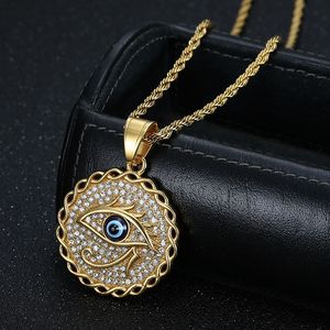 Collar con Colgante Ojo de Horus y Diamantes de Imitación Azules de Acero Inoxidable, Joyería de Moda Unisex, Regalo - Product Image 2