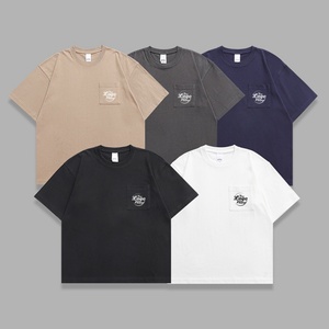 T-shirt unisexe en coton épais 320G, coupe ample, effet vintage, avec poches plaquées, haute qualité, pour homme - Product Image 3