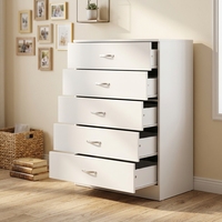 Commode blanche en bois à 5 tiroirs, meuble de rangement vertical pour chambre à coucher, commode haute pour salon