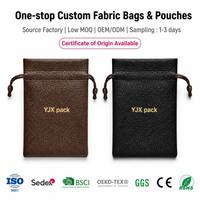 Kantong Serut Kulit PU Kustom Tas Perhiasan Kulit Imitasi Coklat Hitam Kantong Serut Kulit Kecil OEM MOQ 100