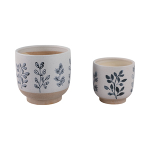 Vasi per piante dipinti a mano con foglie, di piccole e medie dimensioni, per interni ed esterni, decorazioni per la casa, vasi per fiori, eleganti contenitori per piante in ceramica - Product Image 3