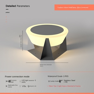 Colonne solaire lampes extérieur étanche jardin clôture solaire porte capuchon lumière <span class=keywords><strong>lampe</strong></span> frontale pour patio décor - Product Image 6