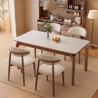 Ensemble table et chaises de salle à manger rectangulaire en marbre et bois massif, style nordique, luxe moderne, 4 à 6 places, mobilier complet, designs domestiques, dernières nouveautés