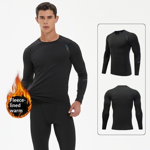 Camiseta Deportiva Ajustada para Hombre, Otoño Invierno, Forrada de Felpa, Gruesa, de Secado Rápido, Elástica, Ropa Interior Térmica - Product Image 1