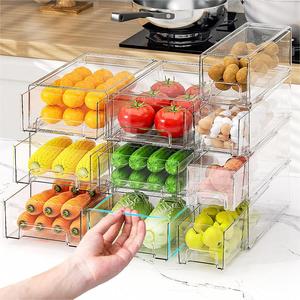 Melhor Deslizante Recipientes De Armazenamento De Geladeira com Tampas Organizador De Geladeira Gavetas Armário Retire Caixas De Geladeira para Armazenamento De Alimentos - Product Image 1