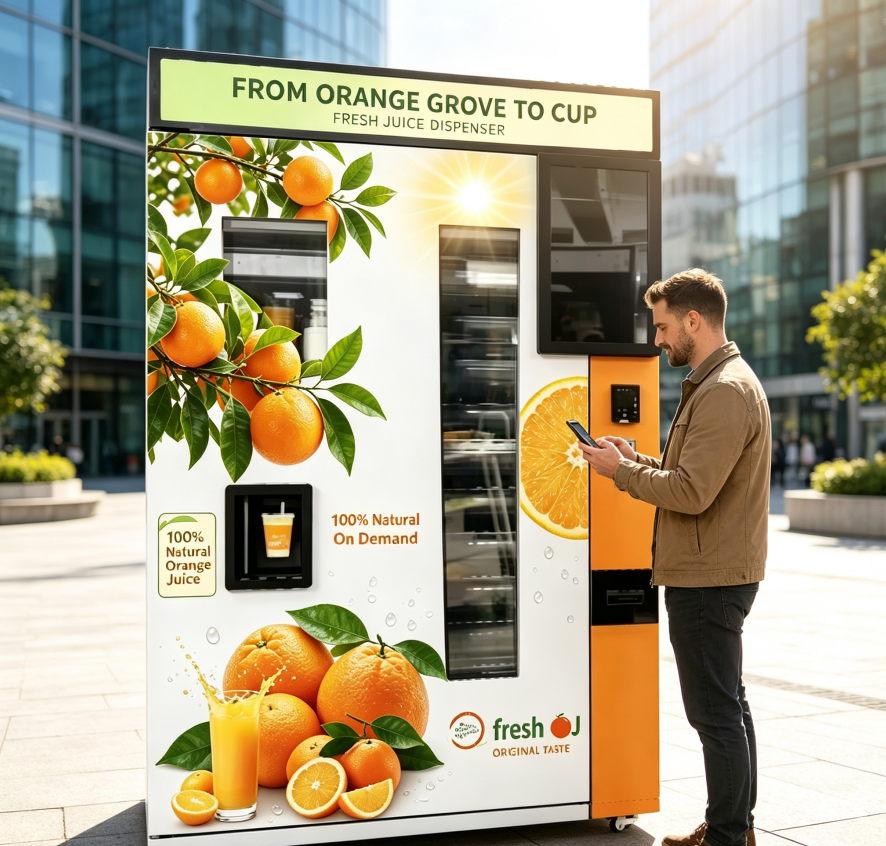 Factory Price Refridged 100% Pure Fresh Orange Juice Vending Machines ...