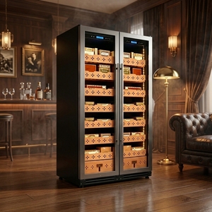 Humidor à cigares double porte NE-175-12, capacité de 800 cigares, armoire de stockage de cigares commerciale, refroidisseur, 14 étagères en bois de cèdre - Product Image 2