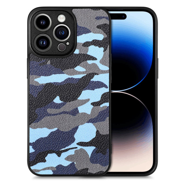 Military Camouflage Color Printed Pu Leather Back Skin Feel Shockproof Phone Case Cover for Iphone 14 13 12 11 Pro Max Xs Xr 7 8
