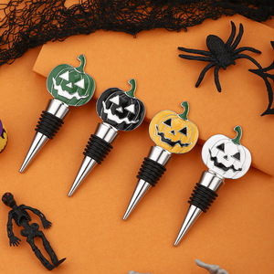 Halloween Pumpkin <b>Wine</b> <b>Stoppers</b> Zinc Alloy Sealing Bottle <b>Stopper</b> Party Decor Gift - Product Image 1