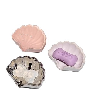 Jabonera de Cerámica con Drenaje Automático, Estante de Baño con Diseño Irregular Esmaltado, Estilo Costero, Montaje con Ventosa - Product Image 5
