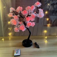 Lampe de table LED USB romantique en forme de rose pour intérieur, IP44, veilleuse, arbre bonsaï floral, blanc chaud, pour décoration de chambre à coucher, mariage, Saint-Valentin