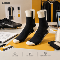 Chaussettes de football antidérapantes à profil mince, noires et ivoire, en Spandex et Nylon, avec semelle antidérapante, ajustement parfait pour les chaussures de football, talon et orteils renforcés