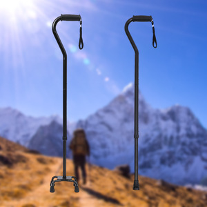 Canne pliante réglable avec embout en caoutchouc, bâton de marche portable en alliage d'aluminium à 3 sections pour personnes âgées, noir - Product Image 4