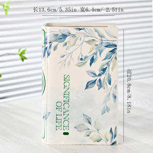 装饰陶瓷书形花瓶-现代瓷器定制标志和家居装饰花卉 - Product Image 5