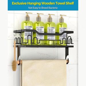 Luxury Hardware 5 Pack Hanging Bathroom Corner <b>Shower</b> Caddy Stainless Steel Bathroom Shelf Organizer Self Adhesive for Bathroom - Product Image 6