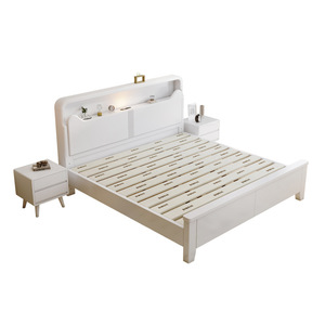 Dazhang Jiaju Scandinavian White Solid Wood Bed 1.8m Storage High Box Lighted <b>Headboard</b> Master Bedroom Furniture - Product Image 5