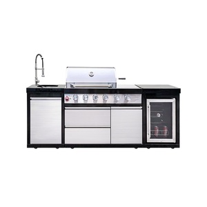 Ensemble de meubles de <span class=keywords><strong>cuisine</strong></span> <span class=keywords><strong>extérieure</strong></span> en acier inoxydable pour patio, avec bar, îlot barbecue <span class=keywords><strong>d</strong></span>'<span class=keywords><strong>été</strong></span>, tiroirs coulissants et robinet, pour villa - Product Image 1