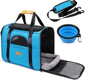 Pemasok grosir tas Tote kucing peliharaan lipat ramah lingkungan tas perjalanan anjing untuk toko anjing semua aksesori anjing Anda dengan mangkuk