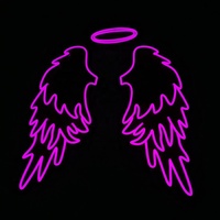 Koncept asas de anjo luminoso 3d asas led neon, sinal de luz flexível