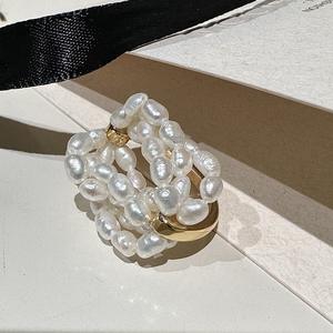 Anillo de Plata de Ley S925 con Perlas Multicapa, Elegante Estilo Francés, Simple, Moderno, Retro, Vintage, con Diseño Similar al Arroz - Product Image 2