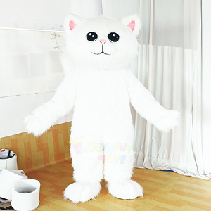 Logo personalizzato peluche gatto bianco mascotte Costume <span class=keywords><strong>adulti</strong></span> a piedi personaggio dei cartoni animati festa animale Halloween Costume mascotte <span class=keywords><strong>per</strong></span> festa - Product Image 4