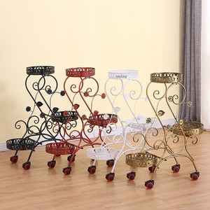 Support de fleurs intérieur en métal Pot de <span class=keywords><strong>fleur</strong></span> support de plante salon balcon étagère à fleurs 3 niveaux multicouche mobile push-pull - Product Image 3