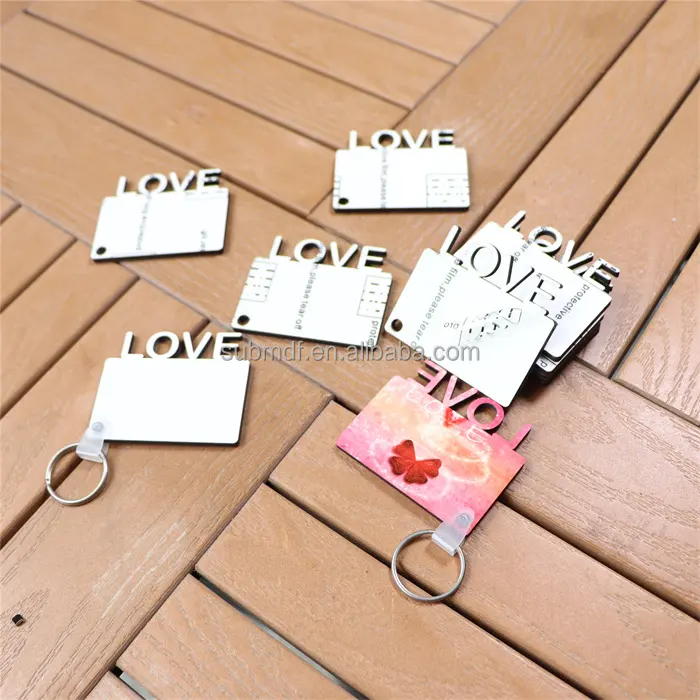 MDFSUB Hochwertige Sublimation Blank Schlüssel bund Doppelseitig bedruckte Wärme übertragungs schlüssel ringe DIY MDF Blank Key Chain