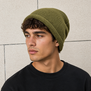 Bonnet long sans couture à bord roulé, tricoté, doux, respirant et fin, pour usage quotidien, unisexe, style rétro, casquettes personnalisées pour hommes - Product Image 4