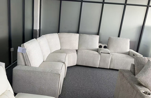 Custom U Shape Sectional Extendable Luxury Electric <strong>Smart</strong> Fabric Recliner Couch Beige Reclining Chair Sofa Living Room <strong>Furniture</strong> - Product Image 2