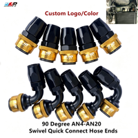 Raccords rapides en aluminium BJR AN6/AN8/AN10/AN12/AN16 roses, extrémités de tuyau pivotantes droites à connexion rapide pour pièces de système de carburant