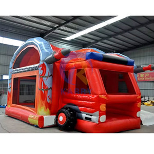 Château gonflable de grande taille pour parc d'attractions, <span class=keywords><strong>camion</strong></span> de pompiers gonflable avec toboggan - PVC de qualité commerciale, maison de saut personnalisable pour la <span class=keywords><strong>location</strong></span> - Product Image 4