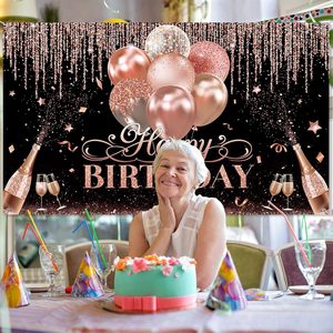 Fondo <span class=keywords><strong>de</strong></span> <span class=keywords><strong>Cumpleaños</strong></span> para Mujeres y Niñas, Negro, Plateado, Oro Rosa, Decoración con Lentejuelas, Fondo para Fotografía <span class=keywords><strong>de</strong></span> Baby Shower - Product Image 3