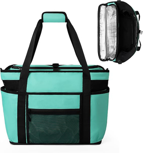 Large <b>Beach</b> Tote <b>Bag</b> <b>with</b> Insulated Cooler Compartment Spacious Mesh <b>Beach</b> <b>Bag</b> <b>With</b> Wet Dry Separate Compartments - Product Image 1