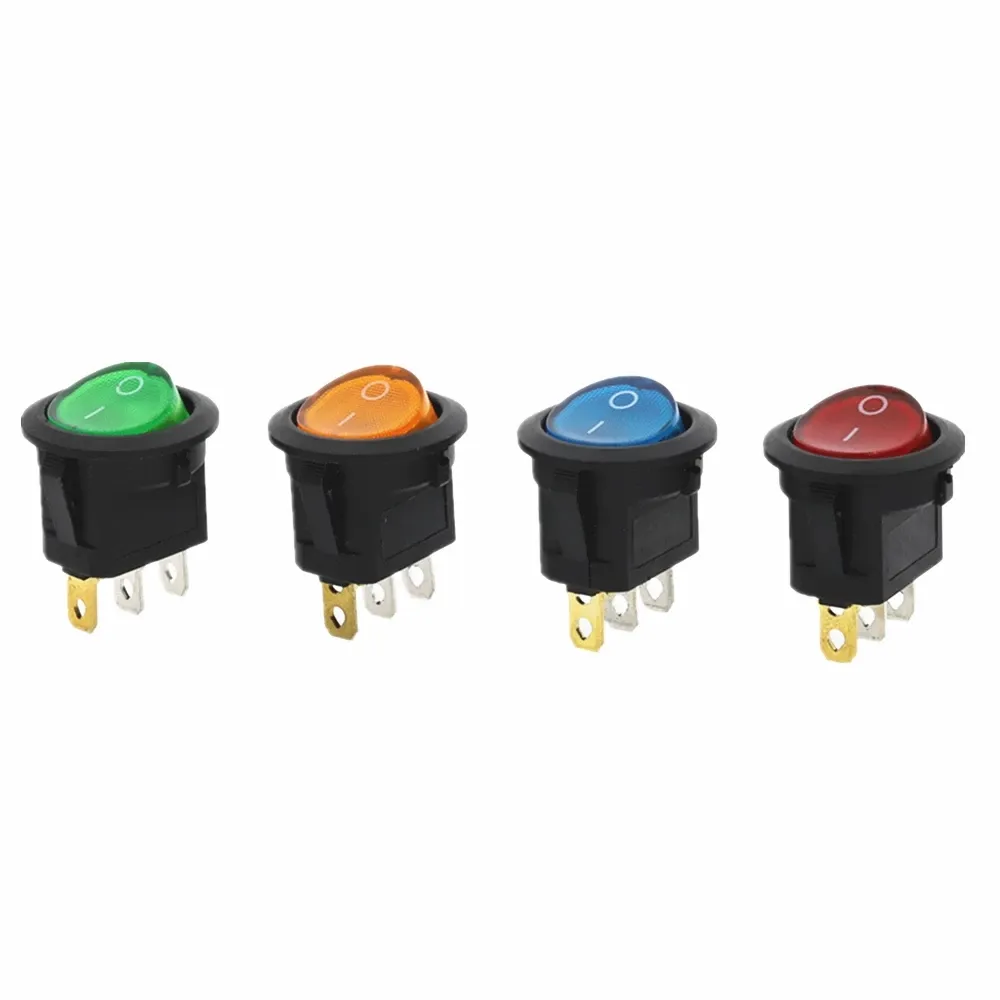 12V LED illuminuted rocker switch 20A 12V push button switch Car button lights ON/OFF Round Rocker Switch Dash
