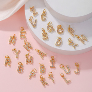 Dijes de Letras de Acero Inoxidable Chapados en Oro de 18K con Cristales de Estrás, Colgante de Alfabeto, Estilo Clásico, Joyería Unisex para Hacer Bisutería - Product Image 5